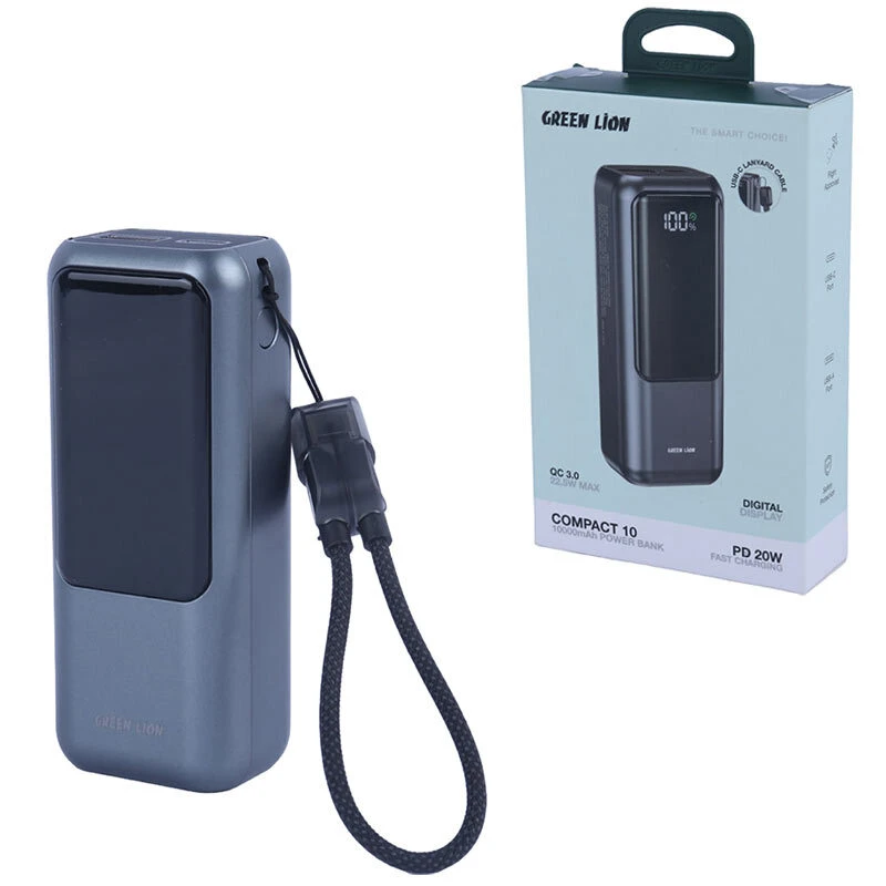 پاور بانک فست شارژ گرین لاین Compact 10 GL-PX89 GNCOP10KPB QC3.0 PD 22.5W ظرفیت 10000 میلی آمپر ساعت